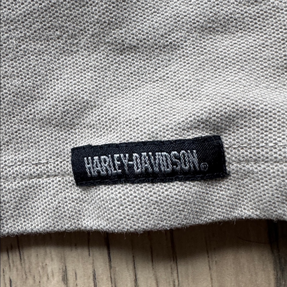 Harley Davidson Men’s Polo Long Sleeve Shirt 2XL Tan Brown Motorcycle Collared - Picture 7 of 12
